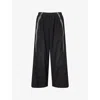 Balenciaga Men Black Oversized Tracksuit Pants With Contrasting Yokes In Tech Fabric Man In Black