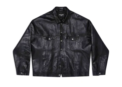 Pre-owned Balenciaga Mens Denim Style Leather Jacket In Black