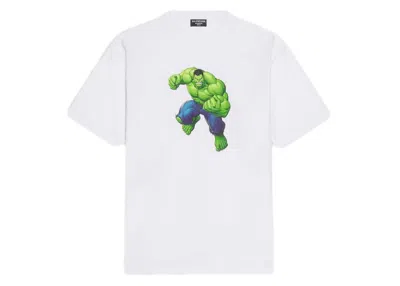 Pre-owned Balenciaga Mens Hulk 2021 Marvel Medium Fit T-shirt In White