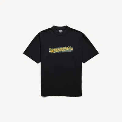 Balenciaga Mens Messy Spray Cotton Jersey Tshirt In Black