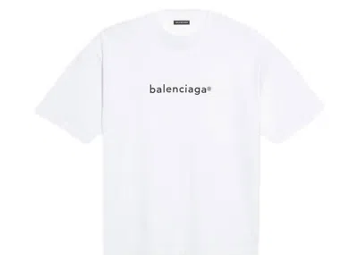 Pre-owned Balenciaga Mens New Copyright Medium Fit T-shirt In White