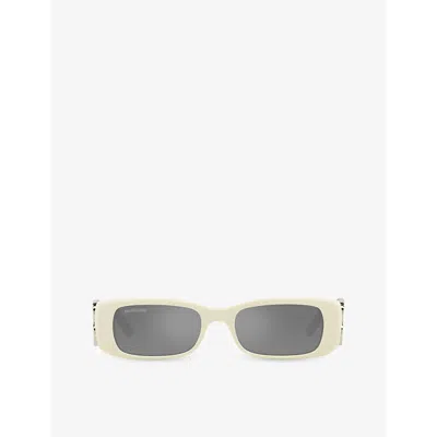 Balenciaga Mens White 6e000253 Bb0096s Rectangle-shape Acetate Sunglasses In Neutral