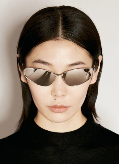 Balenciaga Mercury Oval Sunglasses In Metallic