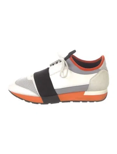 Pre-owned Balenciaga Mesh Colorblock Pattern Oxfords In White