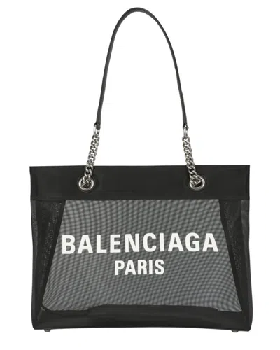 Balenciaga Mesh Duty Free Tote In Black