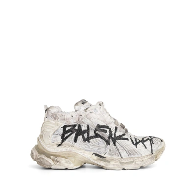 Balenciaga Mesh Graffiti Runner Sneaker In White