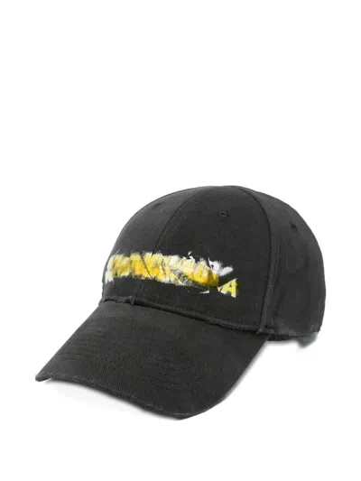 Balenciaga Messy Spray Cotton Cap In Black
