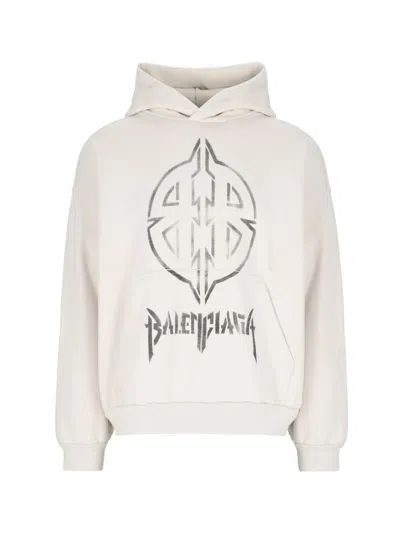 BALENCIAGA METAL BB STENCIL LOGO HOODIE