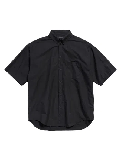 Balenciaga Metal Bb Stencil Short Sleeve Large Fit Shirt In Black
