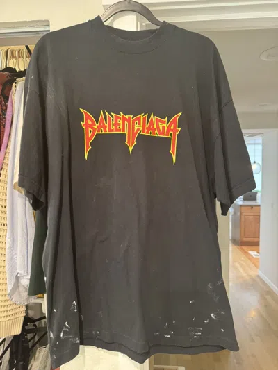 Pre-owned Balenciaga Metal Distressed T Shirt In Black
