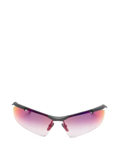 Balenciaga Silver Metal Boomerang Sunglasses In Purple