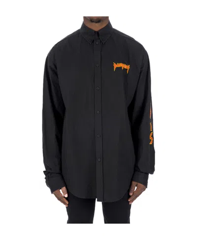 Balenciaga Metal Logo Shirt In Black
