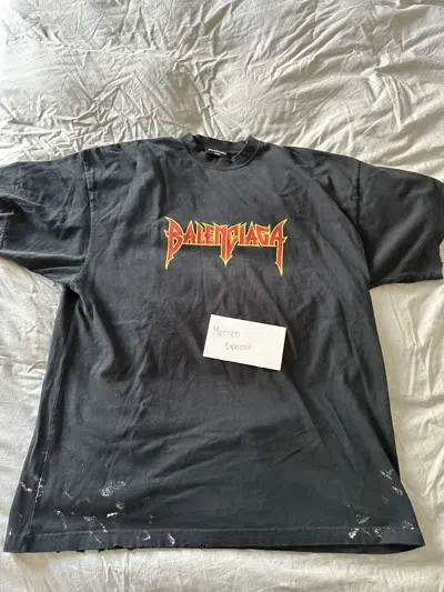 Pre-owned Balenciaga Metal Logo Tshirt Size 2 In Black