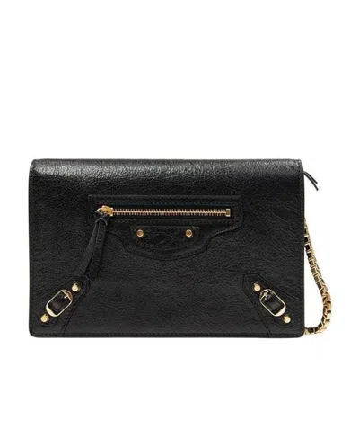 Balenciaga Metal Shoulder Strap Shoulder Bag In Black