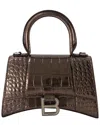 Balenciaga Metallic Calfskin Leather Hourglass Xs Bag In Brown