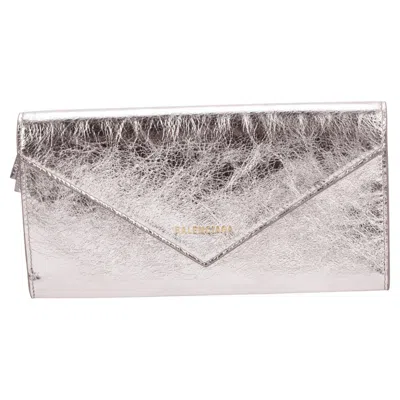 Pre-owned Balenciaga Metallic Envelope Wallet In Gray