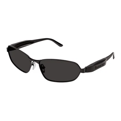 Balenciaga Metallic Grey Sunglasses In Black