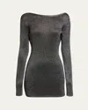 Balenciaga Metallic Knit Long-sleeve Backless Mini Dress In Multi