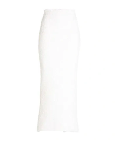 Balenciaga Metallic Knit Midi Skirt In White