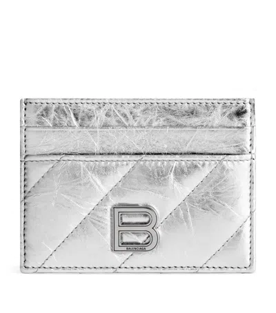 Balenciaga Crush Card Holder Metallized Quilted In 8110 Silver