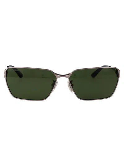 Balenciaga Metallic Ruthenium Sunglasses In Green