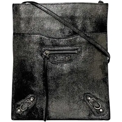 Pre-owned Balenciaga Metallic Silver Leather Pochette Shoulder Bag ()