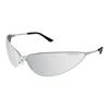 Balenciaga Metallic Silver Sunglasses In Gray