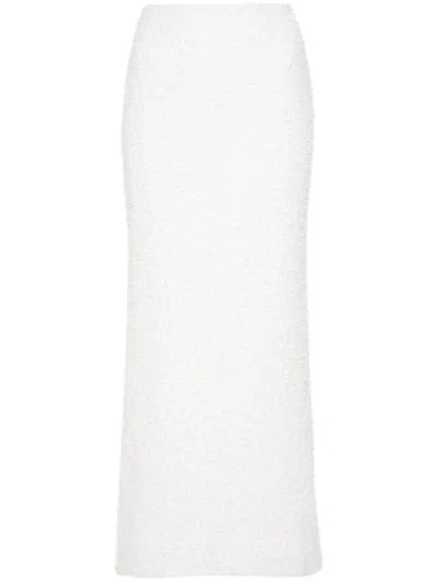 Balenciaga Off White High Waist Long Tweed Skirt