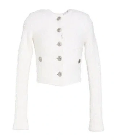 Balenciaga Metallic Tweed Blazer In White