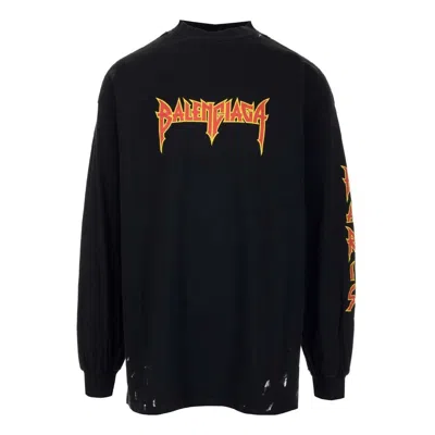 Balenciaga Metallica Long Sleeve T-shirt 'black Orange'