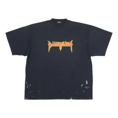 Balenciaga Metallica Short Sleeve T-shirt Oversized Fit 'black Orange'