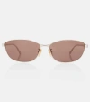 Balenciaga Gold Mercury Rectangular Metal Sunglasses In Gold