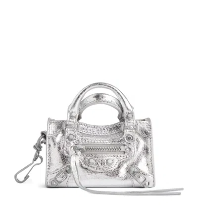 Balenciaga Micro Le City Bag Charm In Silver