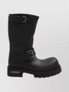 Balenciaga Mid-calf Leather Boots Rubber Sole In Black