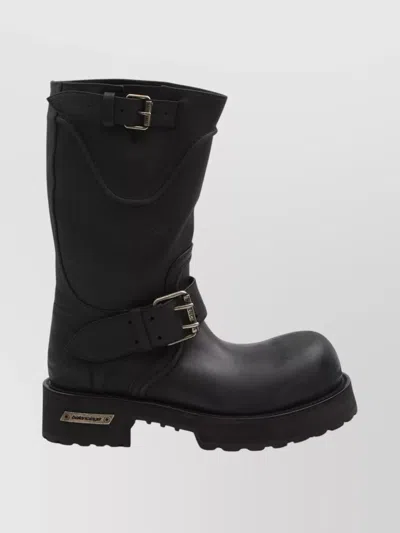 BALENCIAGA MID-CALF LEATHER BOOTS RUBBER SOLE