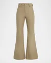 Balenciaga Mid-rise Cotton Flared Pants In Nude