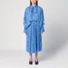 Balenciaga Midi Dress With Bow And Print In Blue