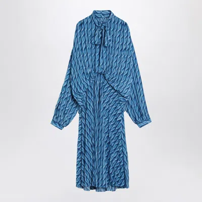 BALENCIAGA MIDI DRESS WITH BOW AND BLUE PRINT