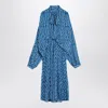 Balenciaga Patterned Draped Midi Dress In Blue