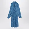 Balenciaga Double Sleeves Printed Dress With Self-tie Neckline In Blue