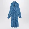 Balenciaga Blue Long Dress With All-over Print And Bow Closure In Fabric Woman