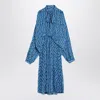 Balenciaga Midi Dress With Bow And Print In Blue