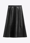 Balenciaga Midi Flared Leather Skirt