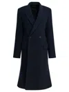 Balenciaga "midi Godet" Wool Long Coat In Blue