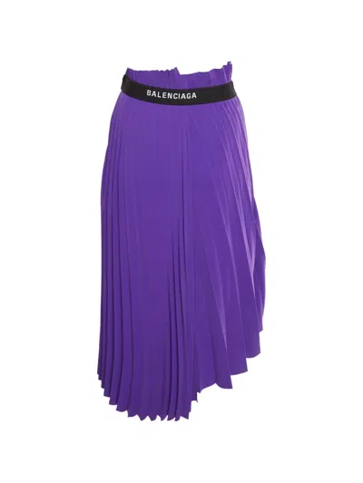 Pre-owned Balenciaga Midi Overlay Asymmetric Skirt In Purple