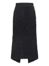 Balenciaga Cotton Tweed Knitted Midi Skirt In Black  