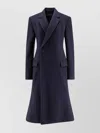 Balenciaga Midi Wool Coat Flared Hem In Blue