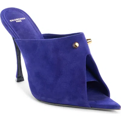 Balenciaga Midnight City Peep Toe Mule In 4750 Purple/gold