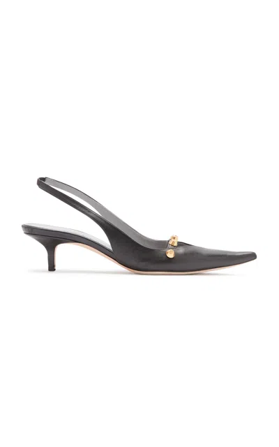 Balenciaga Midnight City Slingback Leather Pumps In Black