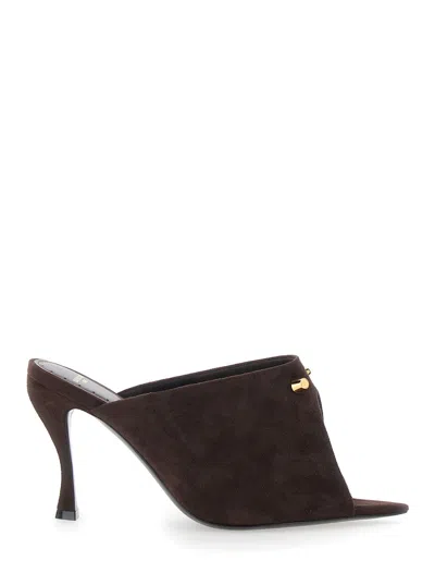 Balenciaga Midnight City Suede Flat Heeled Sandals In Brown